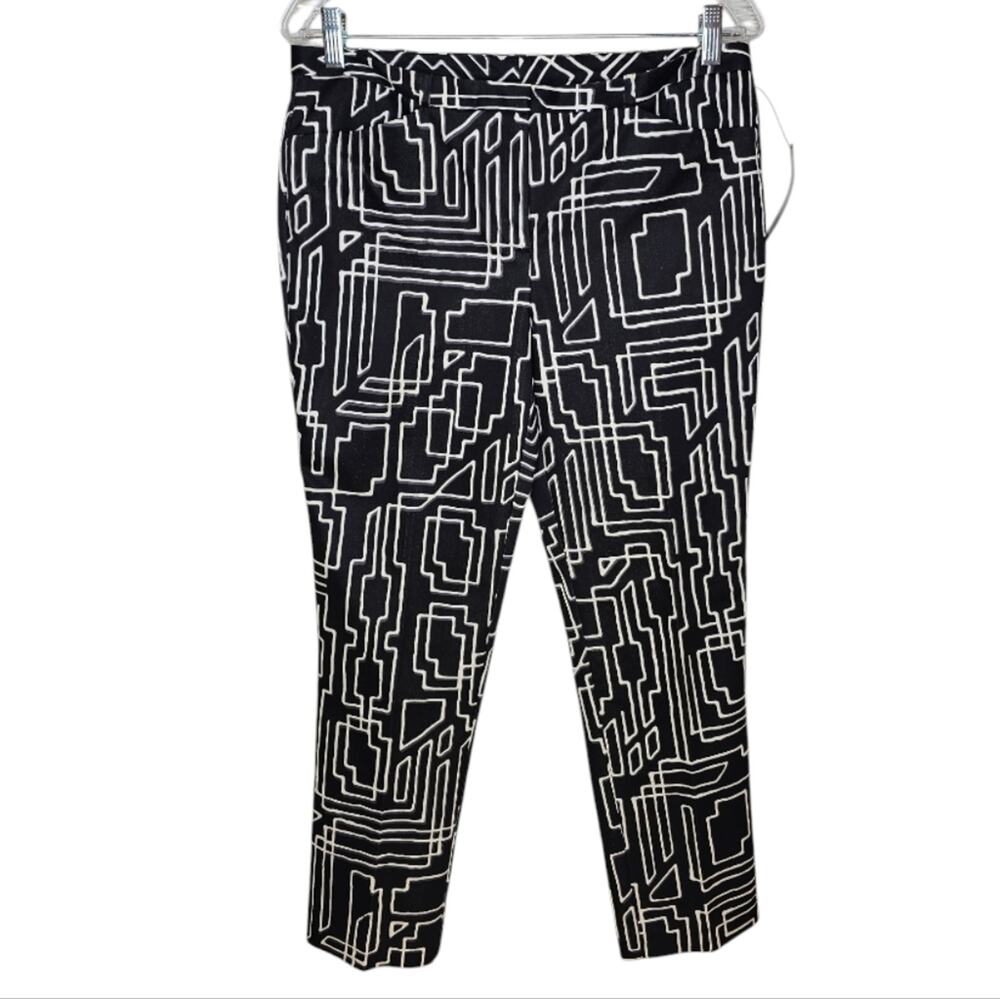 Worthington Ankle Length Geometric Black and White Zipper Pants Size 6